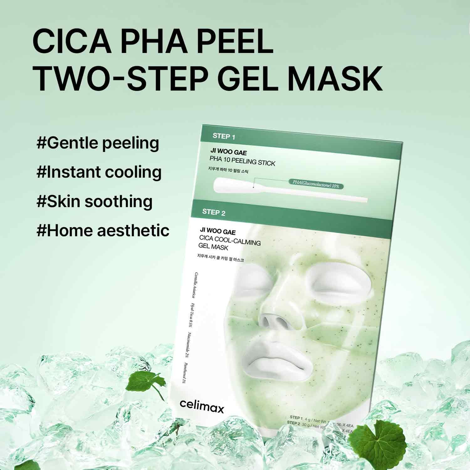 Celimax-Ji Woo Gae Cica PHA Peel 2-Step Gel Mask, 4 g+30 g