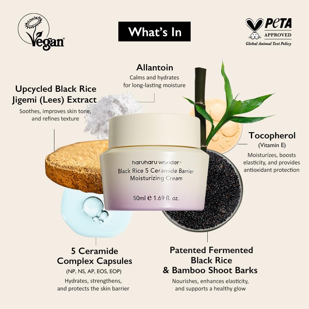 HaruHaru Wonder - Black Rice 5 Ceramide Barrier Moisturizing Cream,50 g