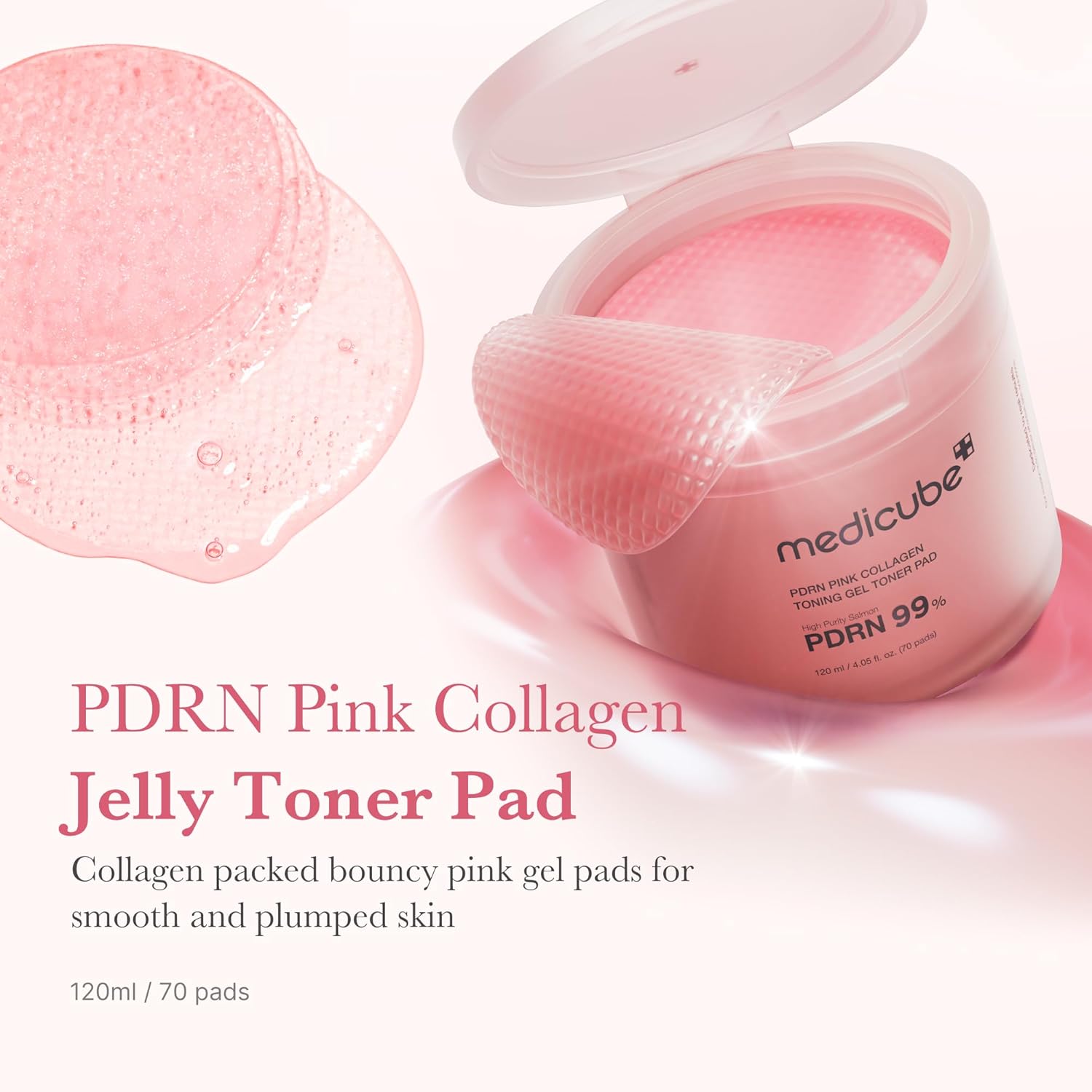 Medicube PDRN Pink Collagen Toning Gel Toner Pad, 70 pads