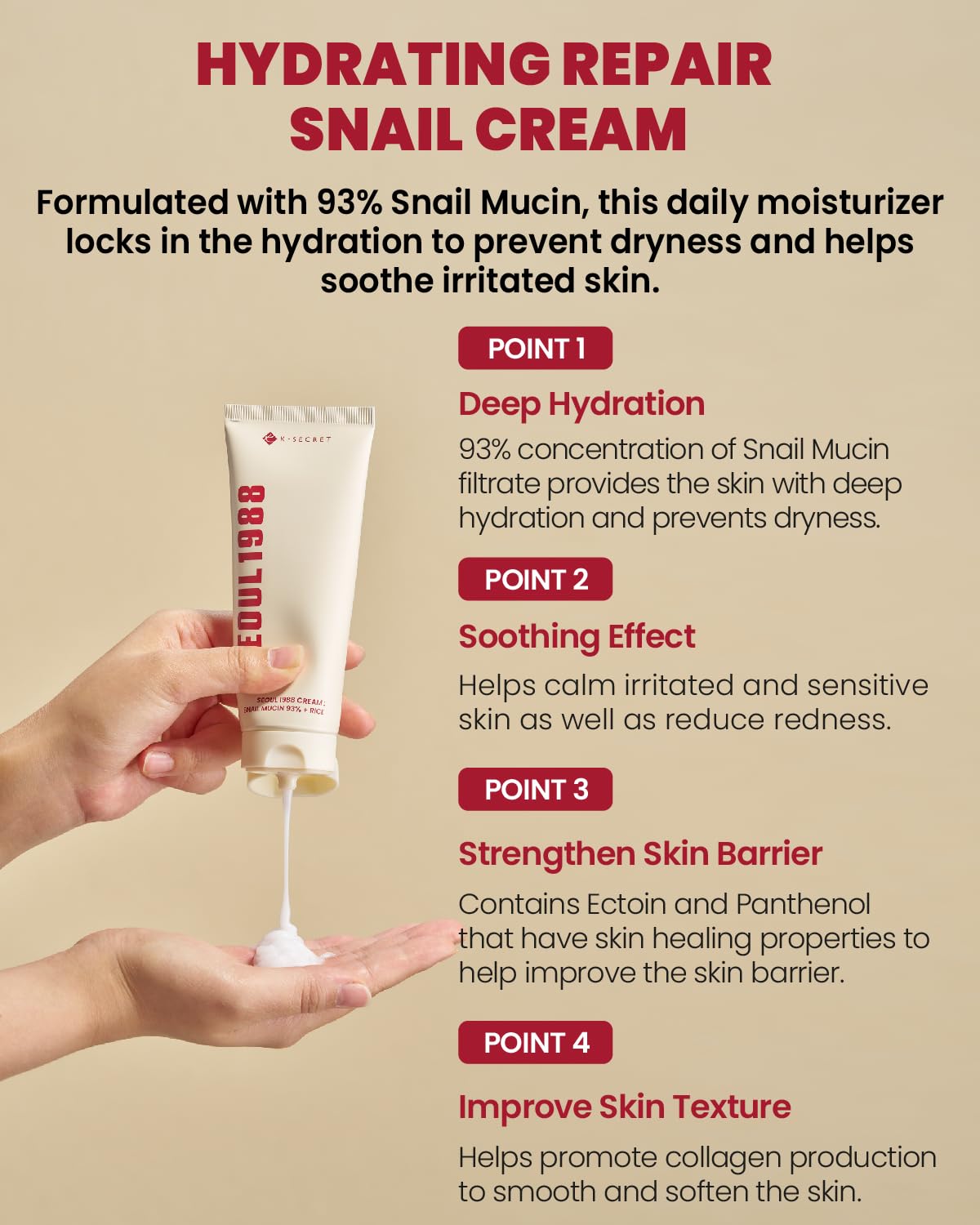 KSECRET- SEOUL 1988 - Cream : Snail Mucin 93% + Rice