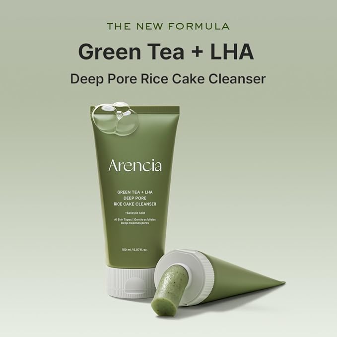 Arencia -  Green Tea + LHA Deep Pore Rice Cake Cleanser, 150g